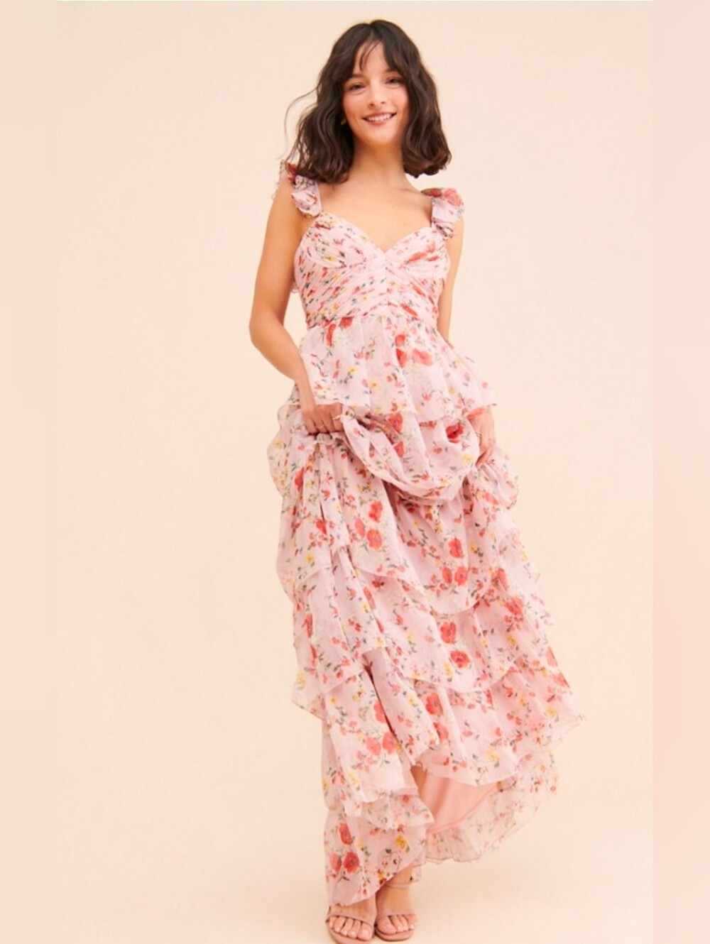 Mac Duggal Sleeveless Tiered Maxi